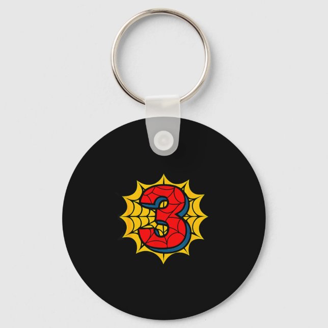Kids 3rd Birthday Sder Theme Party 3 Year Old Boys Key Ring (Front)