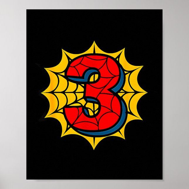 Kids 3rd Birthday Sder Theme Party 3 Year Old Boys Poster (Front)