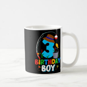 Kids 3rd Birthday Shirt Boy Fishing Fish Bday Part Coffee Mug