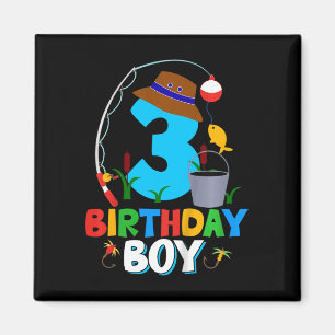 Kids 3rd Birthday Shirt Boy Fishing Fish Bday Part Magnet