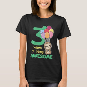 Kids 3rd Birthday Sloth Kids Three Year Old Sloth T-Shirt