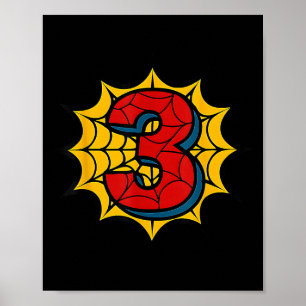 Kids 3rd Birthday Spider Theme Party 3 Year Old Bo Poster