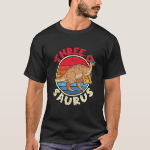 Kids 3rd Birthday Three O Saurus Parasaurolophus F T-Shirt