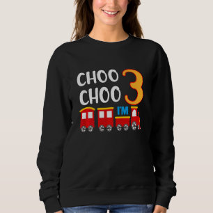 Kids 3rd Birthday Todller 3 Year Old Boy Train Wag Sweatshirt