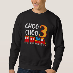 Kids 3rd Birthday Todller 3 Year Old Boy Train Wag Sweatshirt
