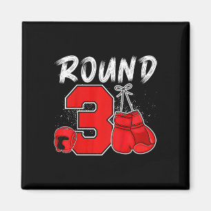 Kids 3rd Boxing Birthday Party Three Year Old Boxe Magnet