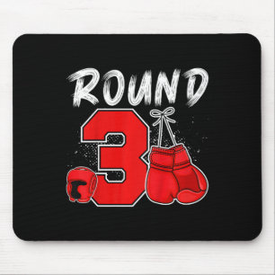 Kids 3rd Boxing Birthday Party Three Year Old Boxe Mouse Pad