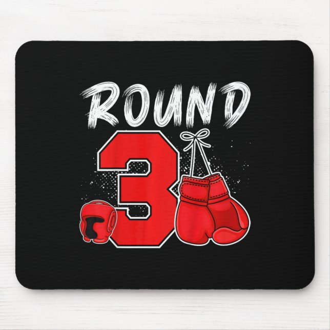 Kids 3rd Boxing Birthday Party Three Year Old Boxe Mouse Pad (Front)