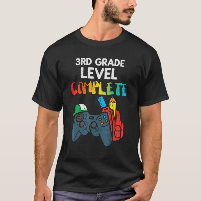 Kids 3rd Grade Level Complete Controller Last Day  T-Shirt (Front)