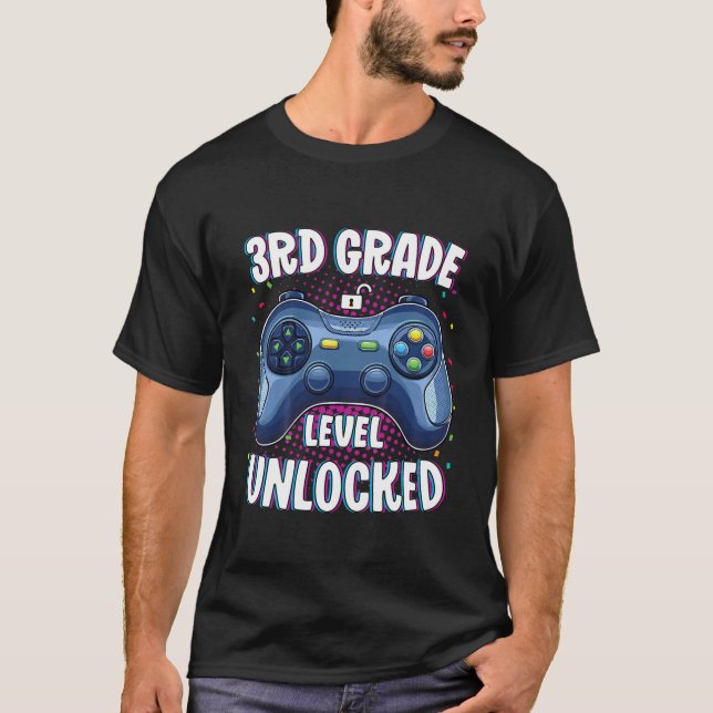 Kids 3Rd Grade Level Unlocked Gamer First Day Of S T-Shirt (Front)