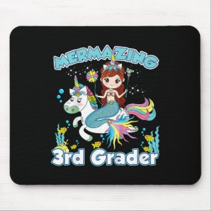 Kids 3rd Grade Mermaid Riding Unicorn Ck To School Mouse Pad