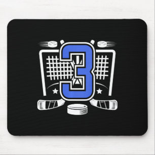 Kids 3rd Ice Hockey Birthday 3 Year Old Ice Hockey Mouse Pad