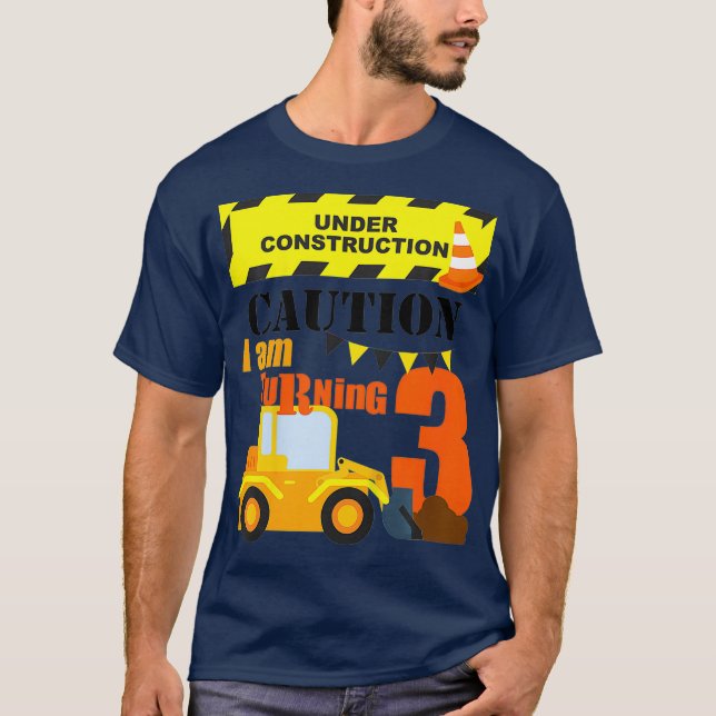 Kids 3rd Truck Themed Birthday Excavator  Age 3 T-Shirt (Front)