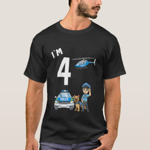 Kids 4 Birthday Police 4 Years Old Police Office T-Shirt