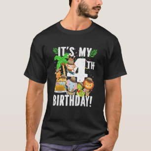 Kids 4 FOUR year old zoo birthday safari jungle an T-Shirt