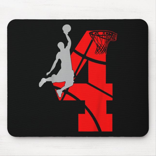 Kids 4 Year Old 4th Basketball Birthday PartyTheme Mouse Pad (Front)