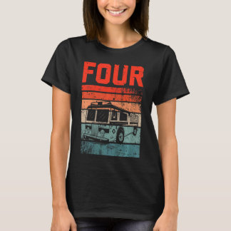 Kids 4 Year Old  4th Birthday Boy Firefighter Fire T-Shirt