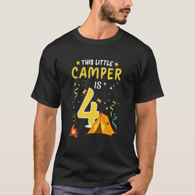 Kids 4 Year Old Camper Kids 4th Birthday Camping C T-Shirt (Front)