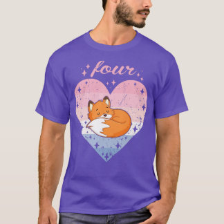 Kids 4 Year Old Cute Fox Birthday Girl 4th B-day P T-Shirt