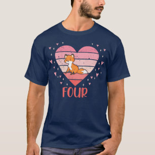 Kids 4 Year Old Cute Fox Birthday Girl 4th B-day T-Shirt