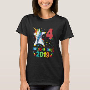 Kids 4 Year Old  Girls Teens Dabbing Unicorn 4th B T-Shirt