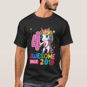 Kids 4 Year Old Girls Teens Flossing Unicorn 4th T-Shirt