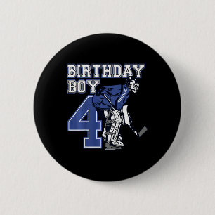 Kids 4 Year Old Ice Hockey Goalie Themed Birthday 6 Cm Round Badge