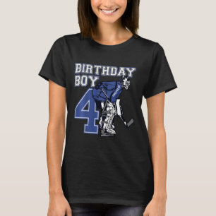 Kids 4 Year Old Ice Hockey Goalie Themed Birthday T-Shirt