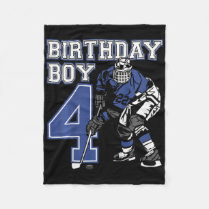 Kids 4 Year Old Ice Hockey Themed Birthday Party 4 Fleece Blanket