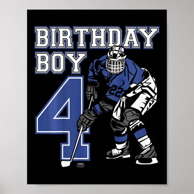 Kids 4 Year Old Ice Hockey Themed Birthday Party 4 Poster (Front)