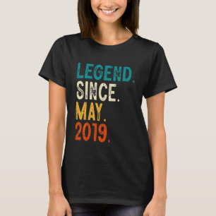 Kids 4 Year Old Legend Since May 2019 4th Birthday T-Shirt