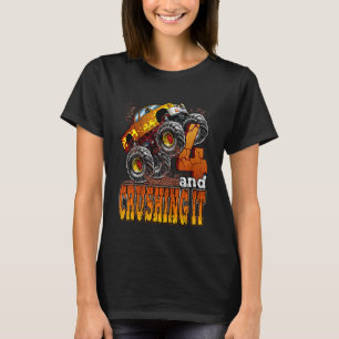 Kids 4 Year Old Monster Truck Birthday 4 & Crushi T-Shirt