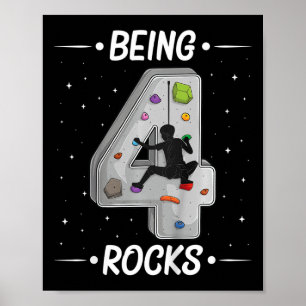 Kids 4 Year Old Rock Climbing 4th Birthday Adventu Poster