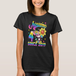 Kids 4 Year Old Since 2019 Cute Mouse 4th Birthday T-Shirt