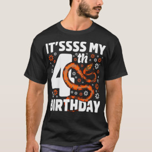 Kids 4 Year Old Snake 4th Birthday Party Boa Pytho T-Shirt