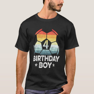 Kids 4 Year Old Soccer Player 4th Birthday Boy Fou T-Shirt