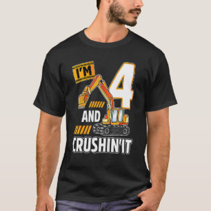 Kids 4 Year Old Vehicles Construction Excavator Bi T-Shirt