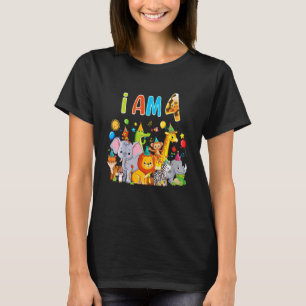 Kids 4 Year Old Zoo Animal Birthday Safari Jungle T-Shirt