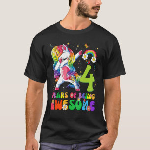 Kids 4 Years Old  4th Birthday Girl Princess Unico T-Shirt