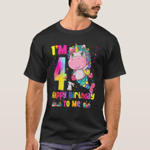 Kids 4 Years Old 4th Birthday Girl Princess Unico T-Shirt