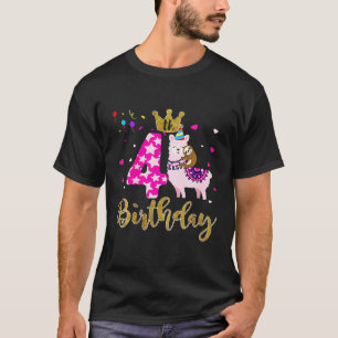 Kids 4 Years Old and Llamazing 4th birthday sloth T-Shirt