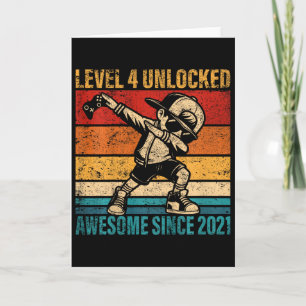 Kids 4 Years Old Birthday Gamer Dabbing Boy 4th Le Card