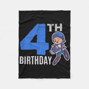 Kids 4 Years Old Bmx Bicycle Boys Cyclist 4th Birt Fleece Blanket
