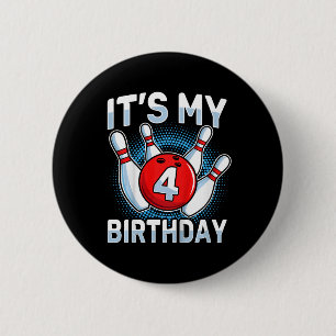 Kids 4 Years Old Bowling 4th Birthday Party Boys G 6 Cm Round Badge