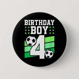 Kids 4 Years Old Boy 4th Birthday Gift Bday Soccer 6 Cm Round Badge