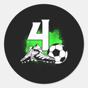 Kids 4 Years Old Boy 4th Birthday Gift Bday Soccer Classic Round Sticker