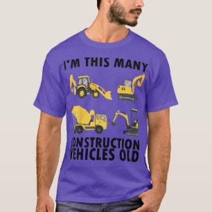 Kids 4 Years Old Boy Construction Trucks 4th Birth T-Shirt