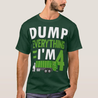 Kids 4 Years Old Boy Garbage Trucks Old 4th Birthd T-Shirt