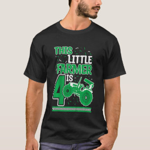 Kids 4 Years Old Boy Tractor Little Farmer 4th Bir T-Shirt