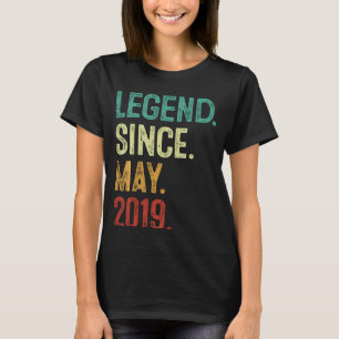 Kids 4 Years Old Legend Since May 2019 4th Birthda T-Shirt